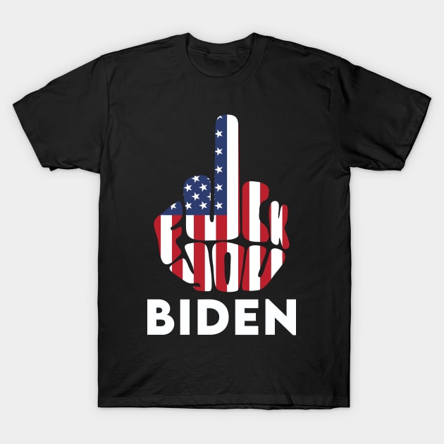 Fuck Biden middle finger America Flag T-Shirt by ClaudiaWinterkam